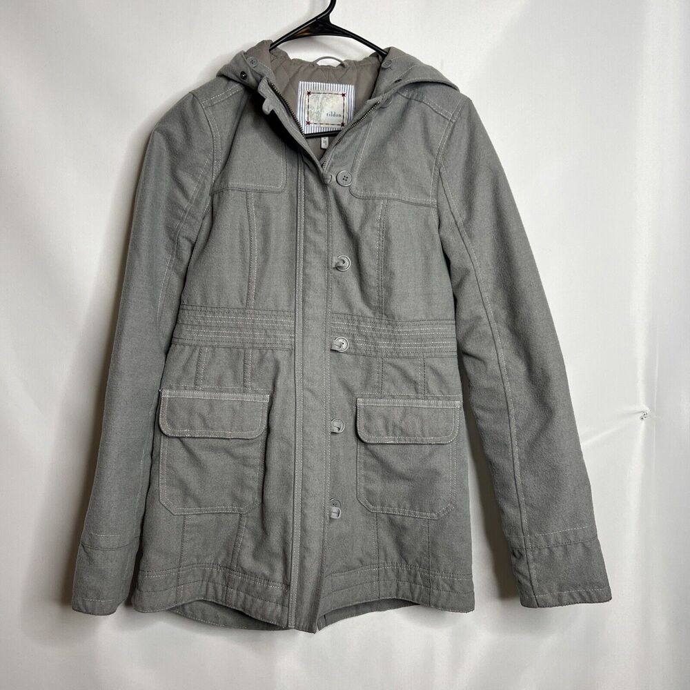 Tildon Jacket Womens Small Gray Utility Jacket Quilted Hood Parka